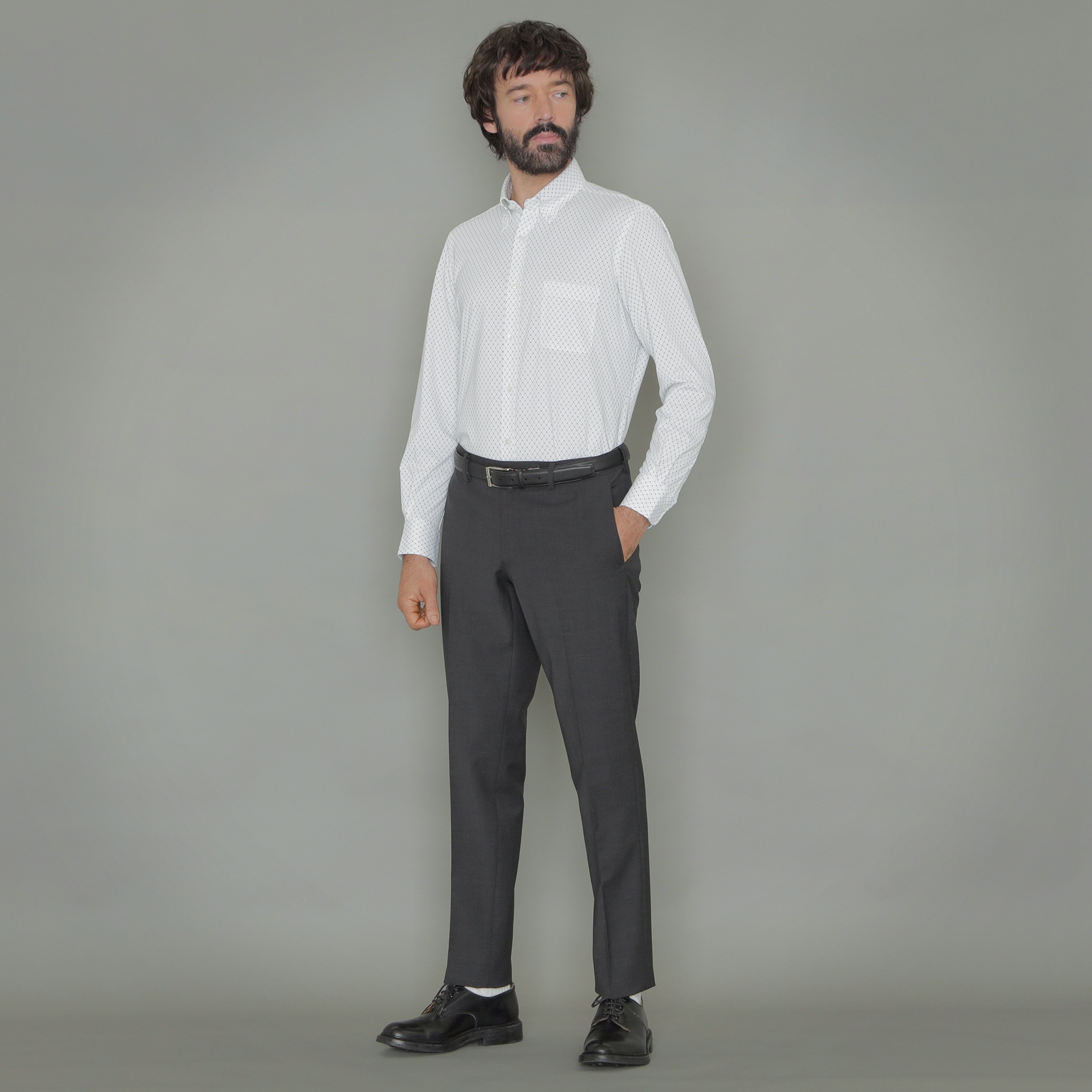 
                   【FLEX JERSEY】小紋プリントジャージシャツ